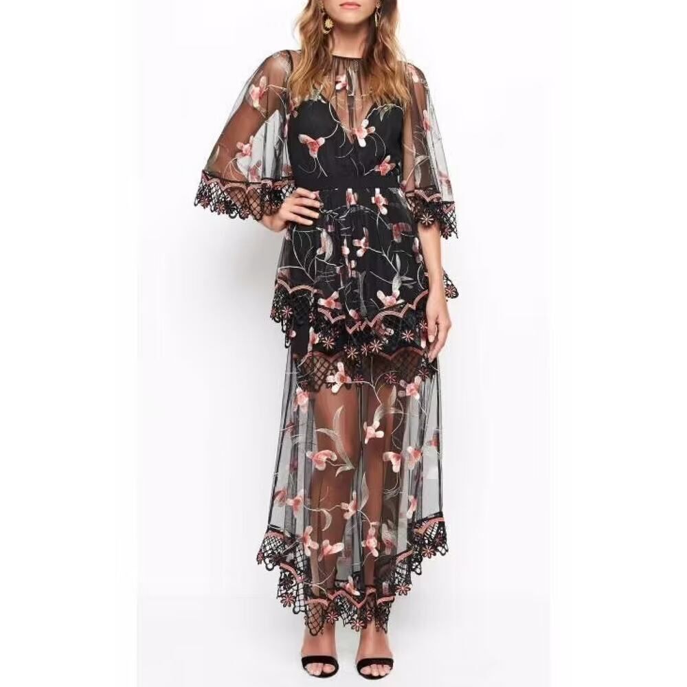 Alice McCall Marigold Dress in Black Sugar Plum - Size 8 - New